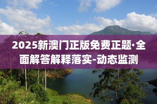 2025新澳门正版免费正题·全面解答解释落实-动态监测