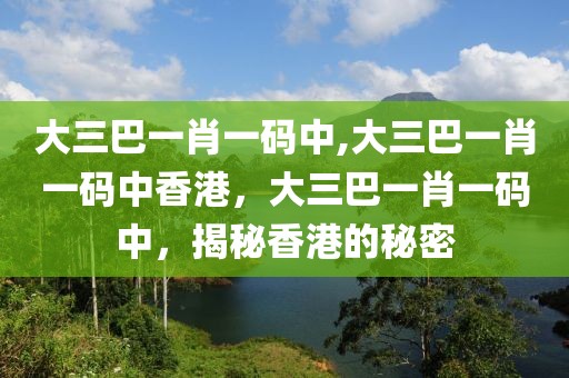 大三巴一肖一码中,大三巴一肖一码中香港，大三巴一肖一码中，揭秘香港的秘密