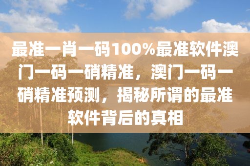 最准一肖一码100%最准软件澳门一码一硝精准，澳门一码一硝精准预测，揭秘所谓的最准软件背后的真相