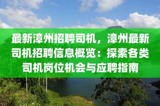 最新漳州招聘司机，漳州最新司机招聘信息概览：探索各类司机岗位机会与应聘指南