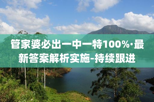 管家婆必出一中一特100%·最新答案解析实施-持续跟进