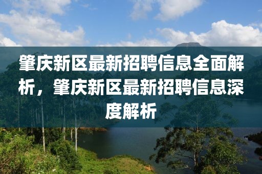 肇庆新区最新招聘信息全面解析，肇庆新区最新招聘信息深度解析