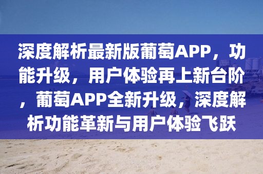 深度解析最新版葡萄APP，功能升级，用户体验再上新台阶，葡萄APP全新升级，深度解析功能革新与用户体验飞跃