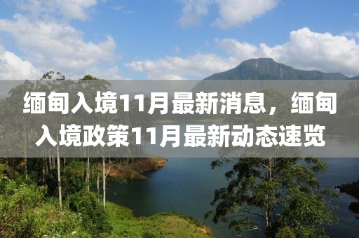 缅甸入境11月最新消息，缅甸入境政策11月最新动态速览