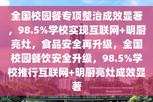 全国校园餐专项整治成效显著，98.5%学校实现互联网+明厨亮灶，食品安全再升级，全国校园餐饮安全升级，98.5%学校推行互联网+明厨亮灶成效显著