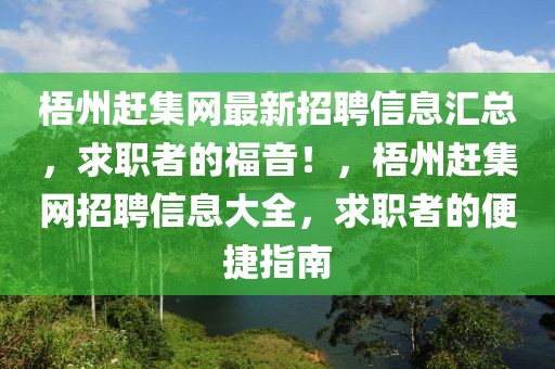 梧州赶集网最新招聘信息汇总，求职者的福音！，梧州赶集网招聘信息大全，求职者的便捷指南