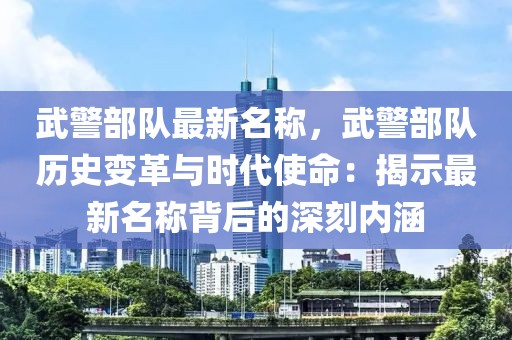 武警部队最新名称，武警部队历史变革与时代使命：揭示最新名称背后的深刻内涵