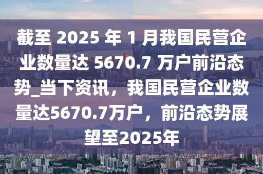 截至 2025 年 1 月我国民营企业数量达 5670.7 万户前沿态势_当下资讯，我国民营企业数量达5670.7万户，前沿态势展望至2025年