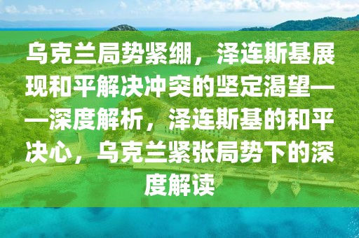 乌克兰局势紧绷，泽连斯基展现和平解决冲突的坚定渴望——深度解析，泽连斯基的和平决心，乌克兰紧张局势下的深度解读