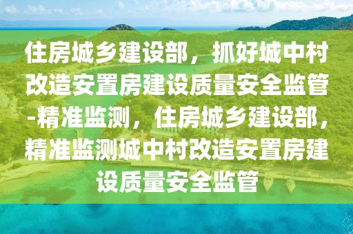 住房城乡建设部，抓好城中村改造安置房建设质量安全监管-精准监测，住房城乡建设部，精准监测城中村改造安置房建设质量安全监管