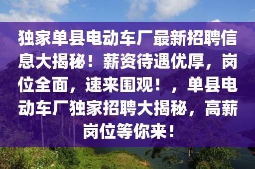 独家单县电动车厂最新招聘信息大揭秘！薪资待遇优厚，岗位全面，速来围观！，单县电动车厂独家招聘大揭秘，高薪岗位等你来！