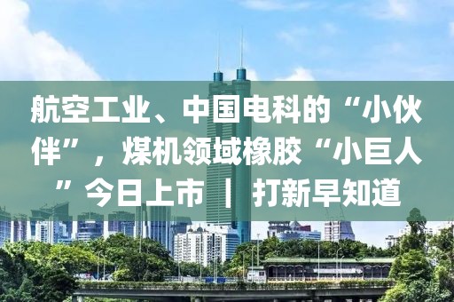 航空工业、中国电科的“小伙伴”，煤机领域橡胶“小巨人”今日上市 ｜ 打新早知道