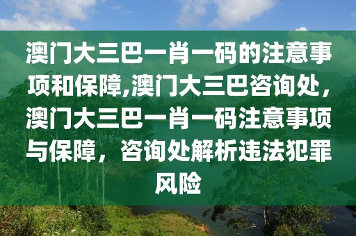 澳门大三巴一肖一码的注意事项和保障,澳门大三巴咨询处，澳门大三巴一肖一码注意事项与保障，咨询处解析违法犯罪风险