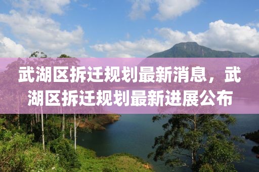 武湖区拆迁规划最新消息，武湖区拆迁规划最新进展公布