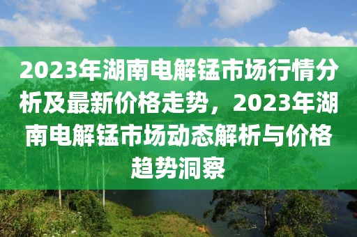 2023年湖南电解锰市场行情分析及最新价格走势，2023年湖南电解锰市场动态解析与价格趋势洞察