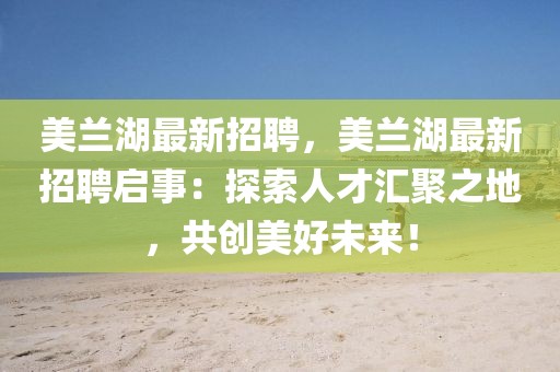 美兰湖最新招聘，美兰湖最新招聘启事：探索人才汇聚之地，共创美好未来！