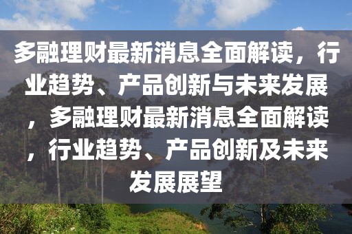 多融理财最新消息全面解读，行业趋势、产品创新与未来发展，多融理财最新消息全面解读，行业趋势、产品创新及未来发展展望