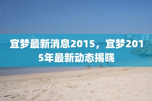 宜梦最新消息2015，宜梦2015年最新动态揭晓