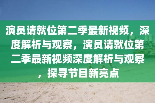 演员请就位第二季最新视频，深度解析与观察，演员请就位第二季最新视频深度解析与观察，探寻节目新亮点