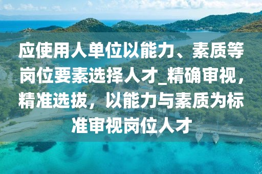 应使用人单位以能力、素质等岗位要素选择人才_精确审视，精准选拔，以能力与素质为标准审视岗位人才