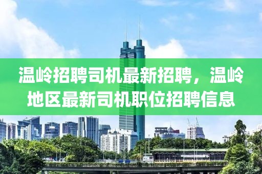 温岭招聘司机最新招聘，温岭地区最新司机职位招聘信息