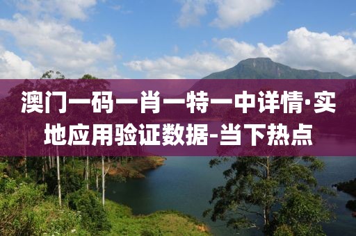 澳门一码一肖一特一中详情·实地应用验证数据-当下热点