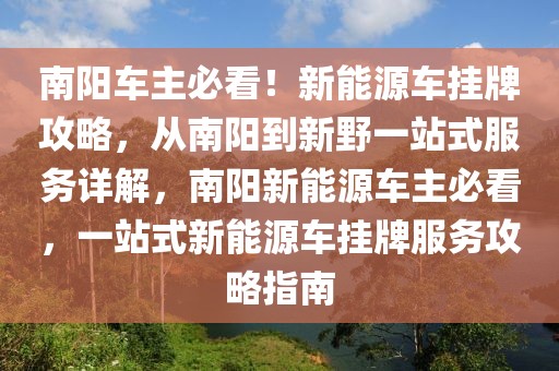 南阳车主必看！新能源车挂牌攻略，从南阳到新野一站式服务详解，南阳新能源车主必看，一站式新能源车挂牌服务攻略指南